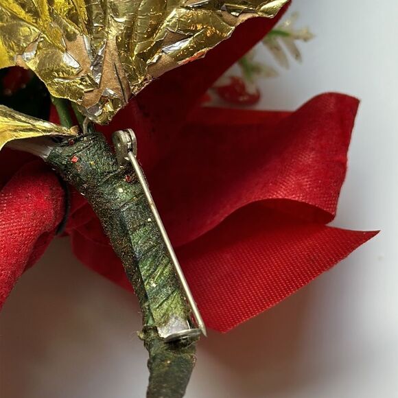 Vintage mid century Christmas corsage with a painted face & poinsettia - Picture 6 of 6